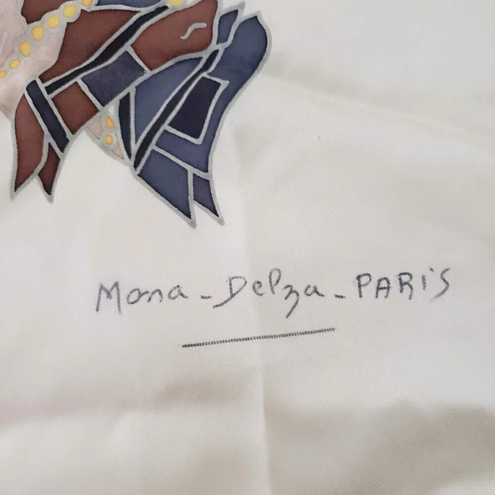 Mona Delza Paris Scarf Equestrian Horse Carriage Lightweight Square 31 Inch